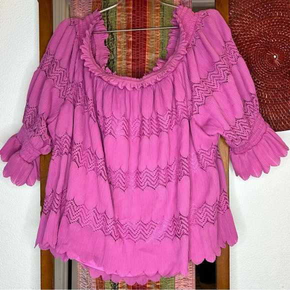 NWT Lane Bryant Orchid Purple Off the Shoulder Scalloped Edge Top size 26/28 - Picture 10 of 10